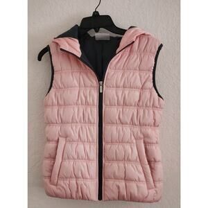 PUFFER VEST-LOTTO ITALIAN SPORT DESIGN-Blush Pink-Hood-Snap Pockets-SIZE M